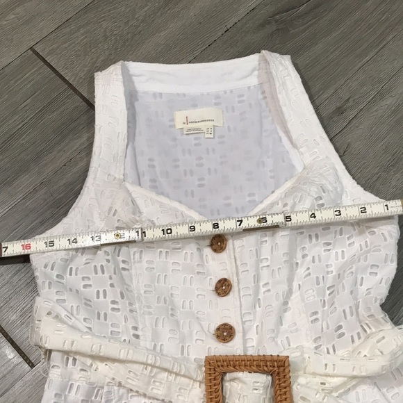 Anthropologie White Eyelet Fully Lined Belted Romper size 4 - Picture 12 of 12
